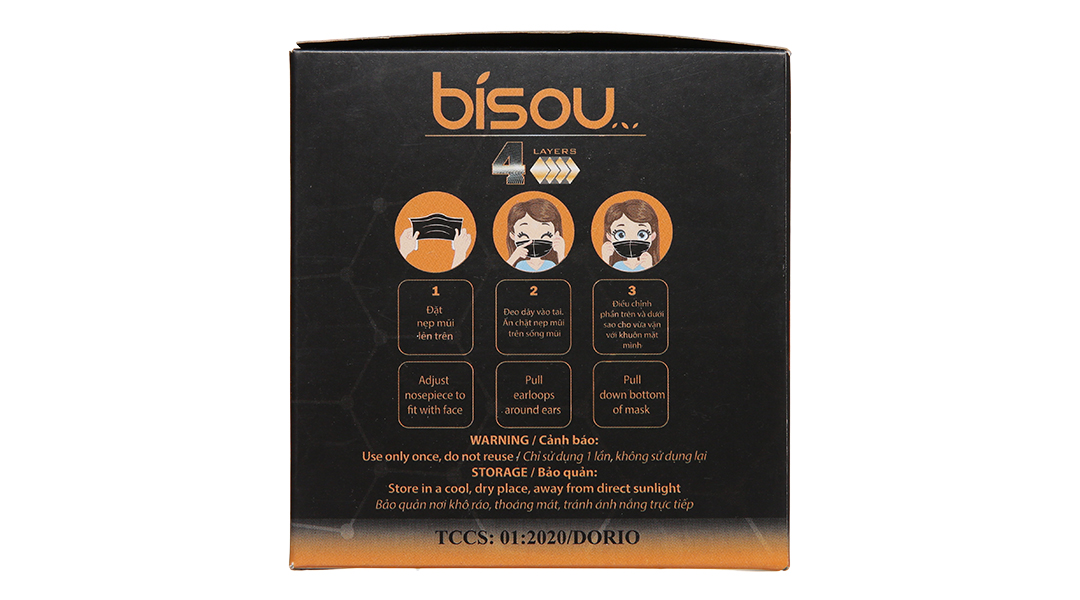 Khẩu trang y tế Bísou 4 lớp màu đen