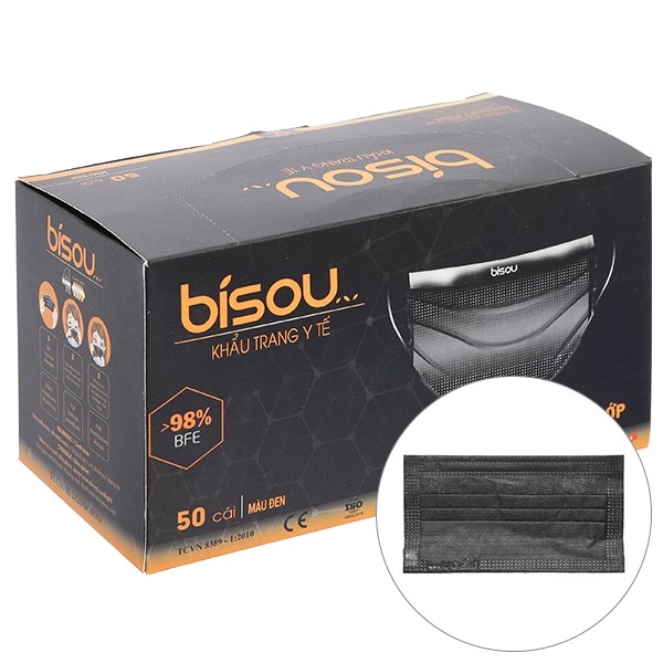 Khẩu trang y tế Bísou 4 lớp màu đen