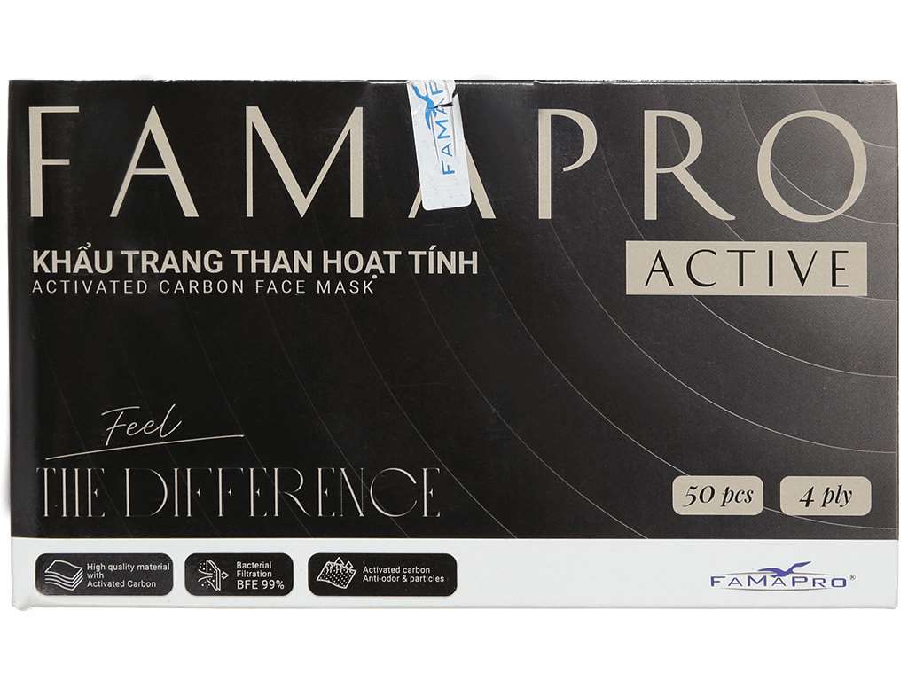Khẩu trang y tế Famapro Active than hoạt tính 4 lớp 50 cái 3