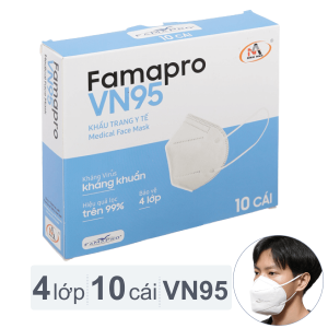 Khẩu trang y tế Famapro VN95 4 lớp 10 cái màu trắng