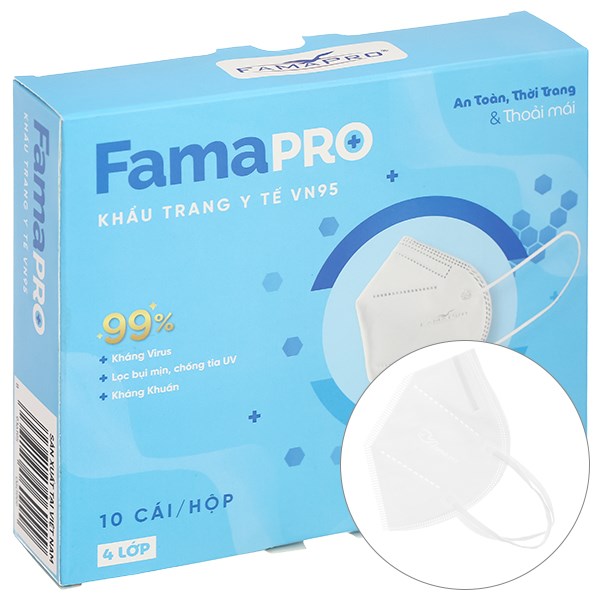 Khẩu trang y tế Famapro VN95 4 lớp màu trắng