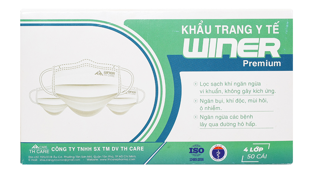 Khẩu trang y tế Winer 4 lớp màu trắng hộp 50 cái - 10