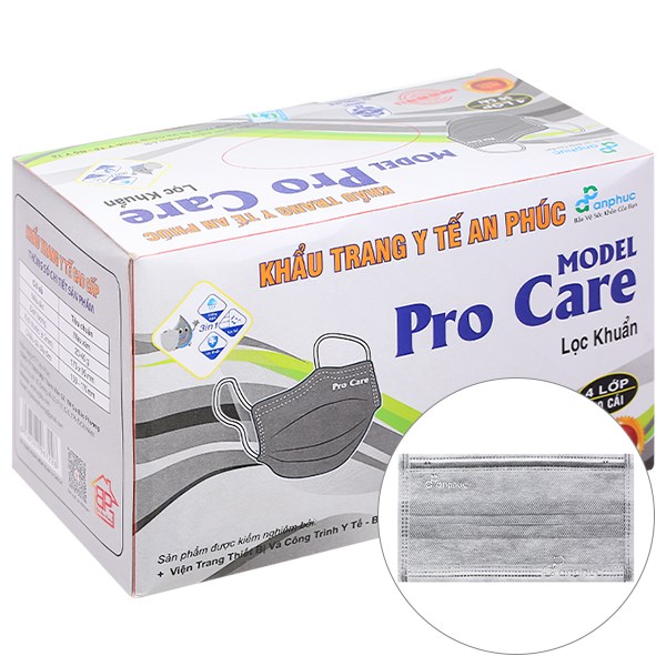 Khẩu trang y tế An Phúc 4 lớp màu xám hộp 50 cái
