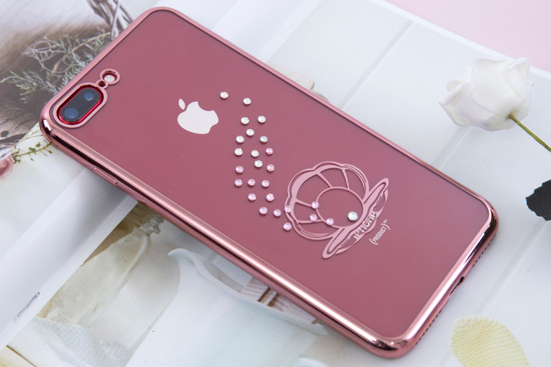 Ốp lưng iPhone 7 Plus Nhựa dẻo Electroplate Diamond Đính đá vỏ sò