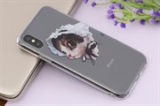 Ốp lưng iPhone X Nhựa cứng viền dẻo Cream COSANO SR171205 Mèo đội nón