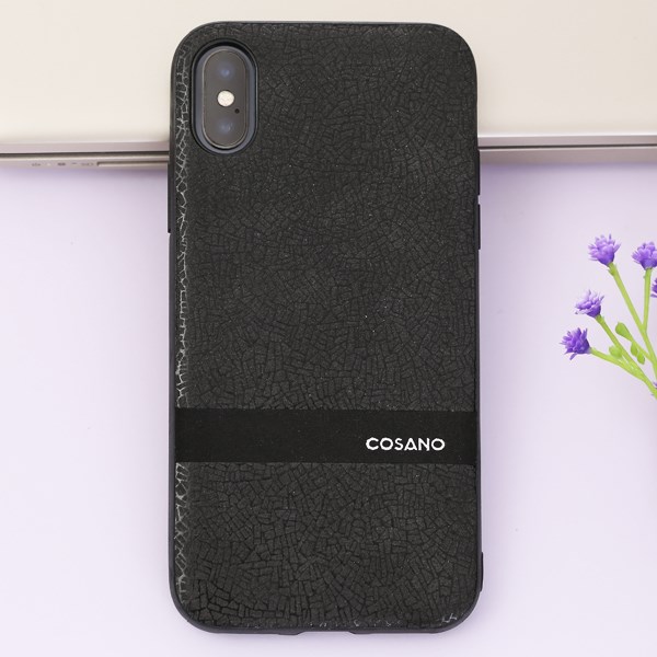 Ốp lưng iPhone X Nhựa cứng viền dẻo Superdry Skin PU COSANO Đen