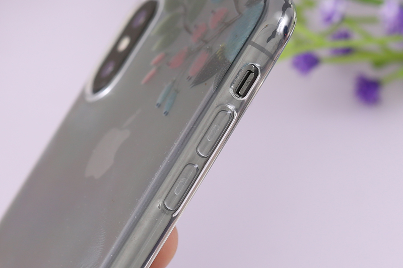 Ốp lưng iPhone X Nhựa dẻo in hình Transparent COSANO Cành hoa đối xứng