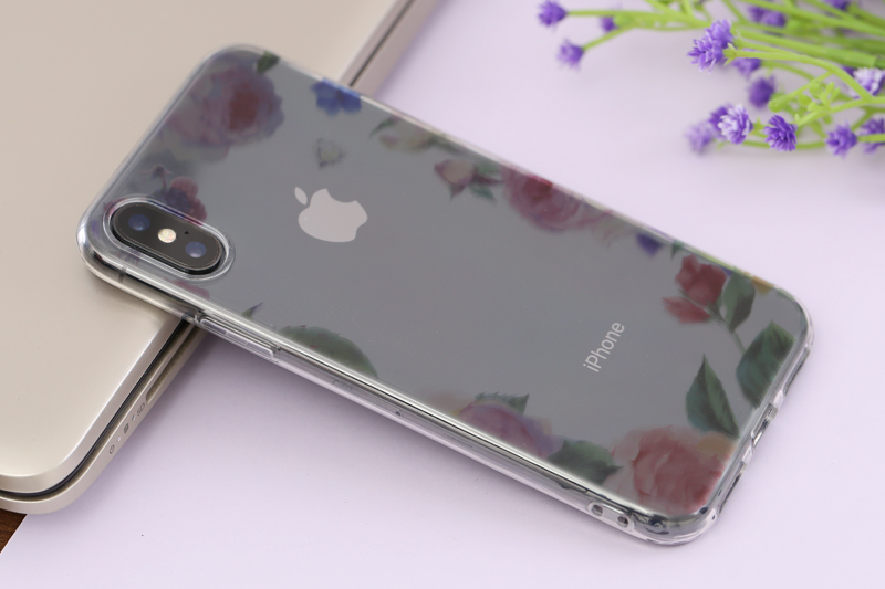 Ốp lưng iPhone X Nhựa dẻo in hình Transparent COSANO Hoa hồng