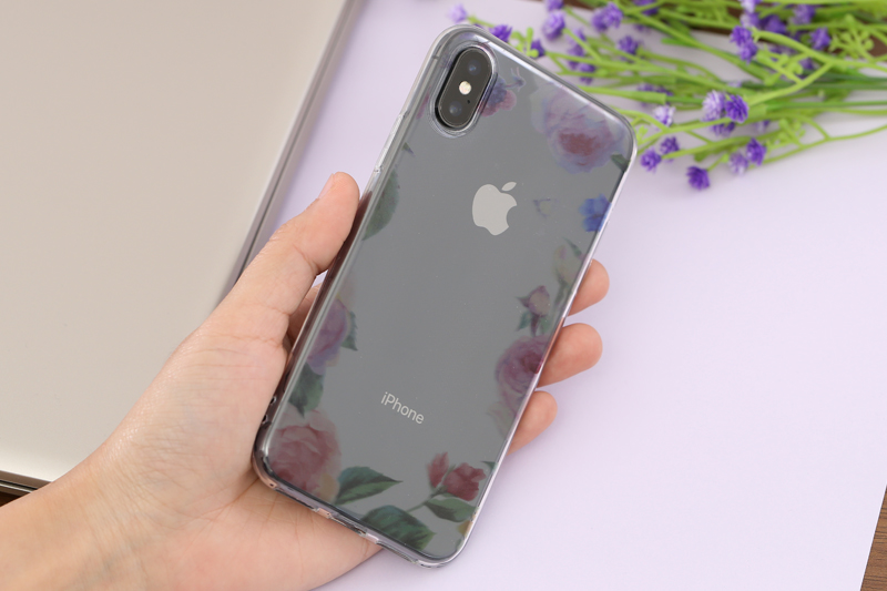 Ốp lưng iPhone X Nhựa dẻo in hình Transparent COSANO Hoa