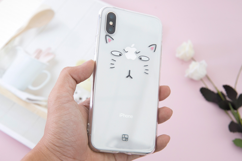 Ốp lưng iPhone X Nhựa dẻo in hình Simple JM Mặt mèo Pbag