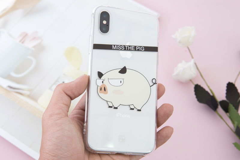 Ốp lưng iPhone X Nhựa dẻo in hình Simple JM Heo Pbag