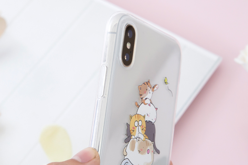 Ốp lưng iPhone X Nhựa dẻo in hình Simple JM Mèo nhỏ Pbag