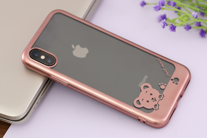 Ốp lưng iPhone X Nhựa dẻo Footprint JM ROSE Hình gấu