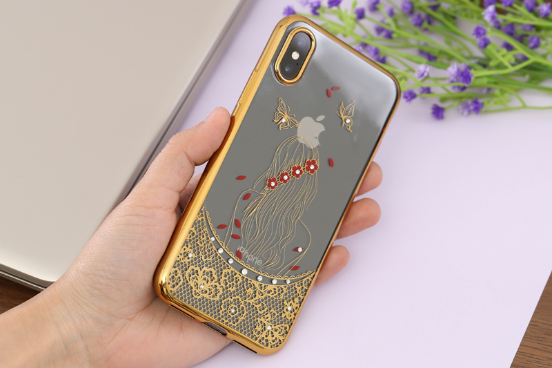 Ốp lưng iPhone X Nhựa dẻo Electroplate printing OSMIA Cô gái