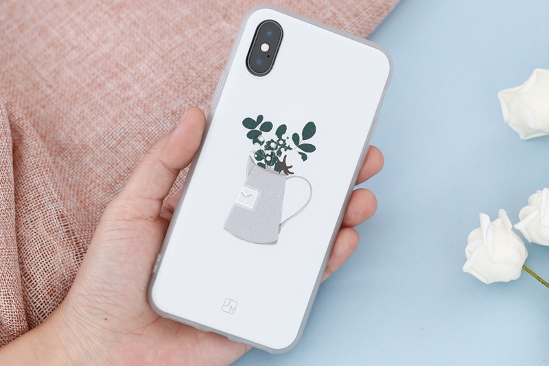 Ốp lưng iPhone X Nhựa dẻo Solid in hình II JM JM180627 bình chứa hoa