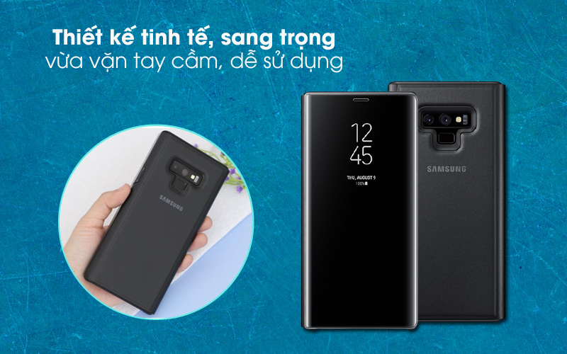 Sang đẹp - Bao da Samsung Galaxy Note 9 Nắp gập Clear View Đen