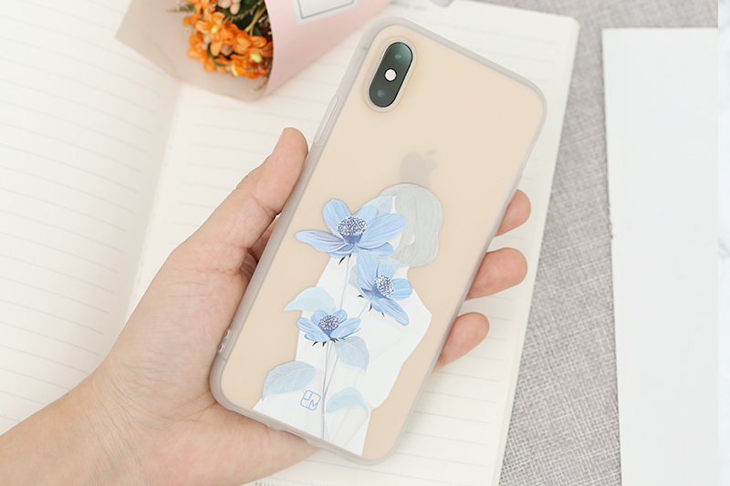 Ốp lưng iPhone XS Nhựa dẻo Solid in hình JM JM080104 Hoa