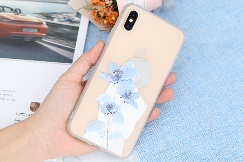 Ốp lưng iPhone XS Max Nhựa dẻo Solid in hình JM JM080104 Hoa