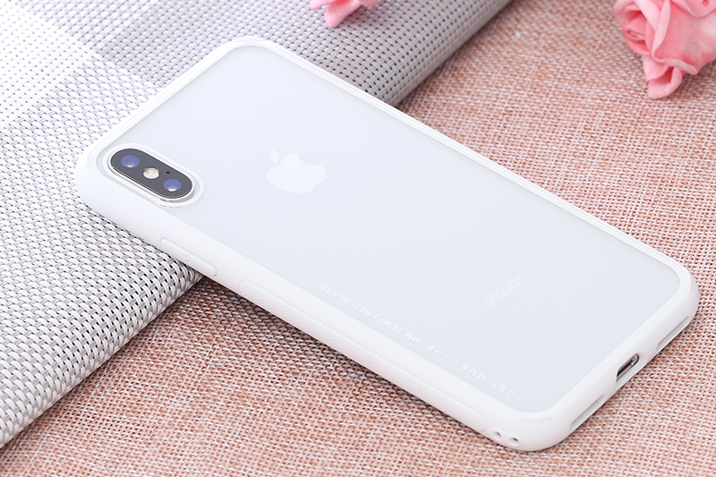 Ốp lưng iPhone X-XS Nhựa cứng viền dẻo Glass simple II JM