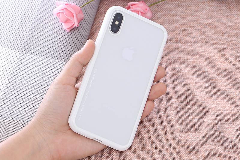 Ốp lưng iPhone X-XS Nhựa cứng viền dẻo Glass simple II JM