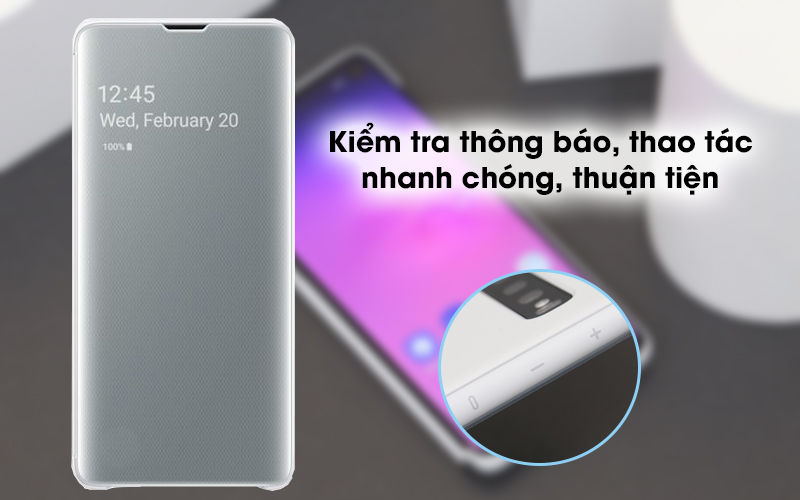 Bao da Samsung Galaxy S10 nắp gập ClearView - Kiểm tra nhanh các thông báo Bao da Samsung Galaxy S10 nắp gập ClearView - Kiểm tra nhanh các thông báo