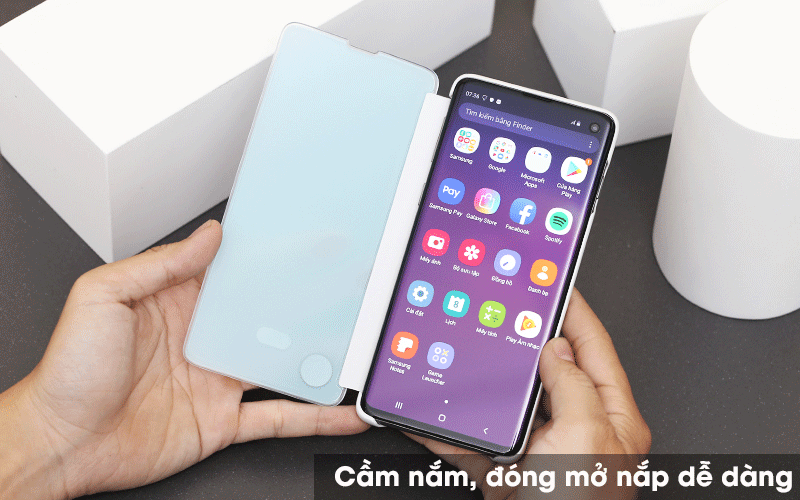 Bao da Samsung Galaxy S10 nắp gập ClearView - Cầm nắm ốp chính hãng chắc chắn Bao da Samsung Galaxy S10 nắp gập ClearView - Cầm nắm ốp chính hãng chắc chắn