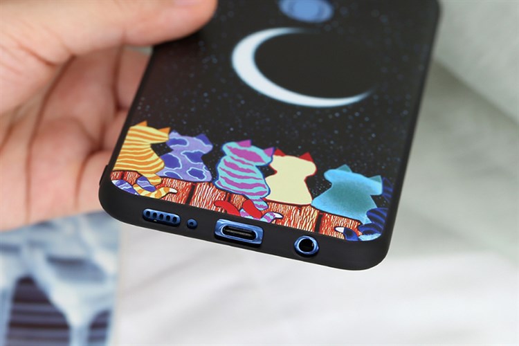 Ốp lưng Galaxy A30 Nhựa dẻo TPU PRINTING OSMIA CK190307 Trăng mèo Màu Đen