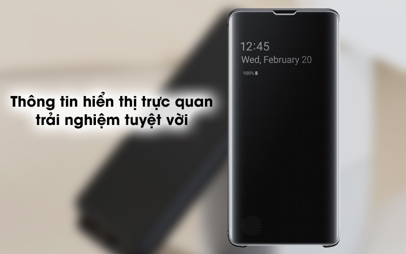Bao da Galaxy Note 10 Plus LED View Samsung Đen - Mặt trước trong suốt dễ quan sát các thông tin Bao da Galaxy Note 10 Plus LED View Samsung Đen - Mặt trước trong suốt dễ quan sát các thông tin
