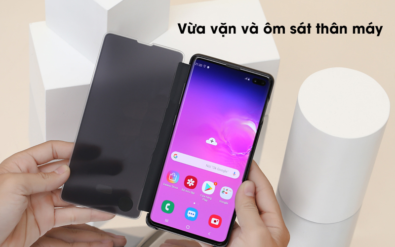Bao da Samsung Galaxy S10 Plus Nắp gập Clear View Đen - Vừa vặn thân máy Bao da Samsung Galaxy S10 Plus Nắp gập Clear View Đen - Vừa vặn thân máy