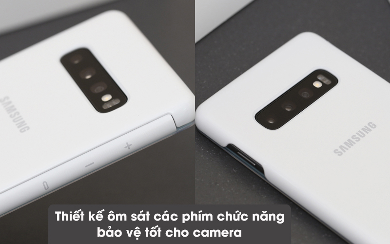 Bao da Samsung Galaxy S10+ Nắp gập Clear View Trắng - Vừa đúng các phím chức năng