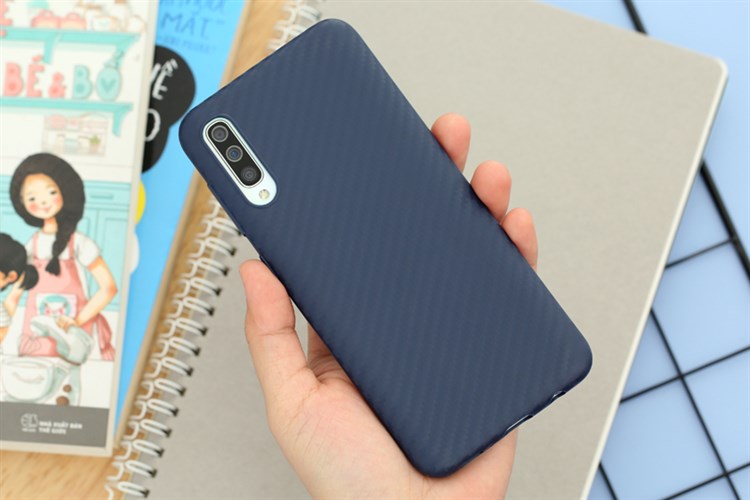 Ốp lưng Galaxy A50/A50s Nhựa dẻo Carbon Fibre COSANO Màu Xanh Navy