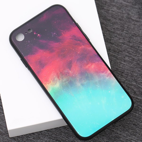 Ốp iPhone 7/8 Nhựa cứng viền dẻo Tempered glass OSMIA CKTG555 Thiên hà