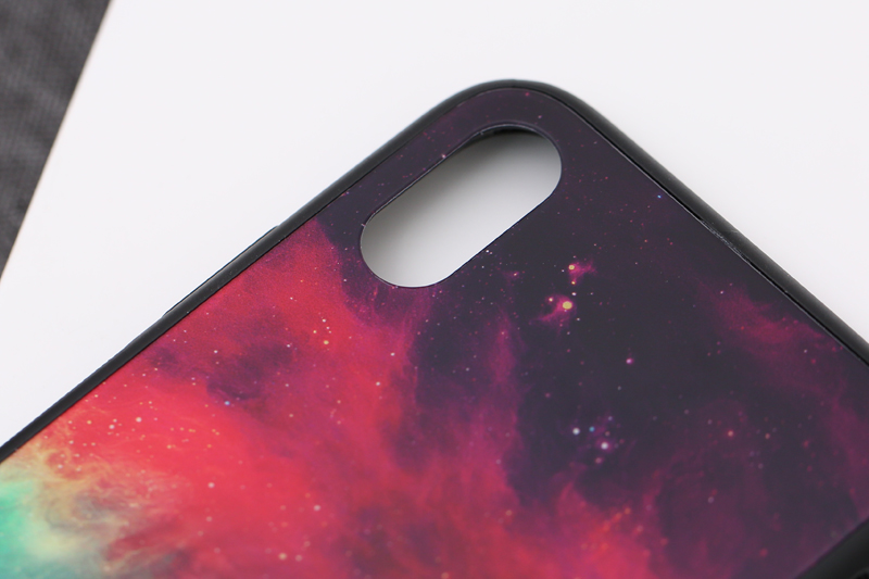 Ốp lưng iPhone X/Xs Nhựa cứng viền dẻo Tempered glass OSMIA CKTG555 Thiên hà