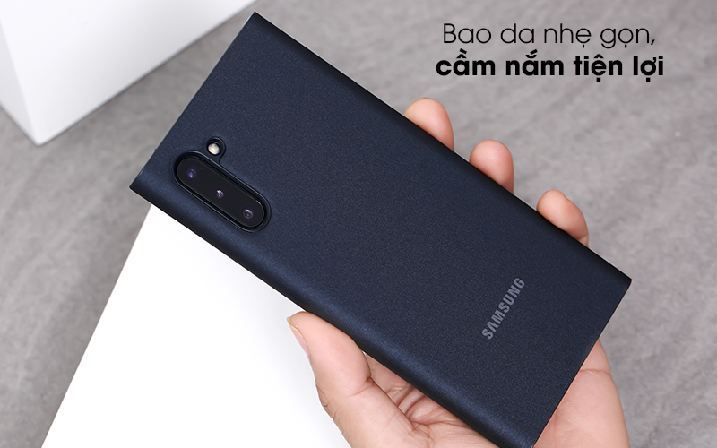 Bao da Samsung Galaxy Note 10 Clear View Đen - Cầm nắm tiện lợi Bao da Samsung Galaxy Note 10 Clear View Đen - Cầm nắm tiện lợi