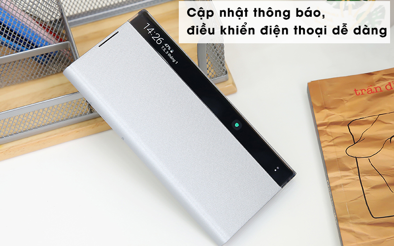 Bao da Samsung Galaxy Note 10 Clear View Bạc - Nhận thông báo Bao da Samsung Galaxy Note 10 Clear View Bạc - Nhận thông báo