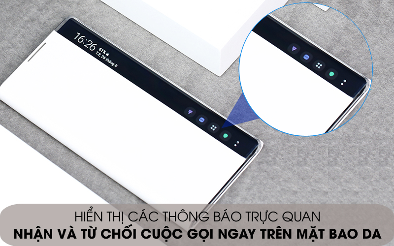 Thông minh, tiện dụng - Bao da Samsung Galaxy Note 10 Clear View Trắng