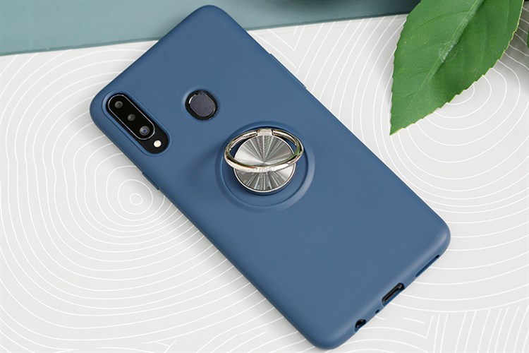 Ốp lưng Galaxy A20s Nhựa dẻo Ring Silicone COSANO Màu Xanh Navy