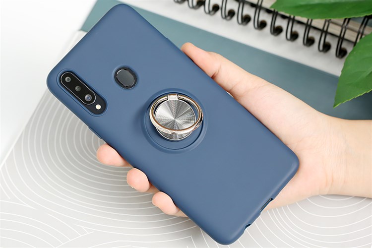 Ốp lưng Galaxy A20s Nhựa dẻo Ring Silicone COSANO Màu Xanh Navy