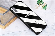 Ốp lưng iPhone X/Xs Nhựa cứng viền Tempered Glass SRM512 Sọc chéo