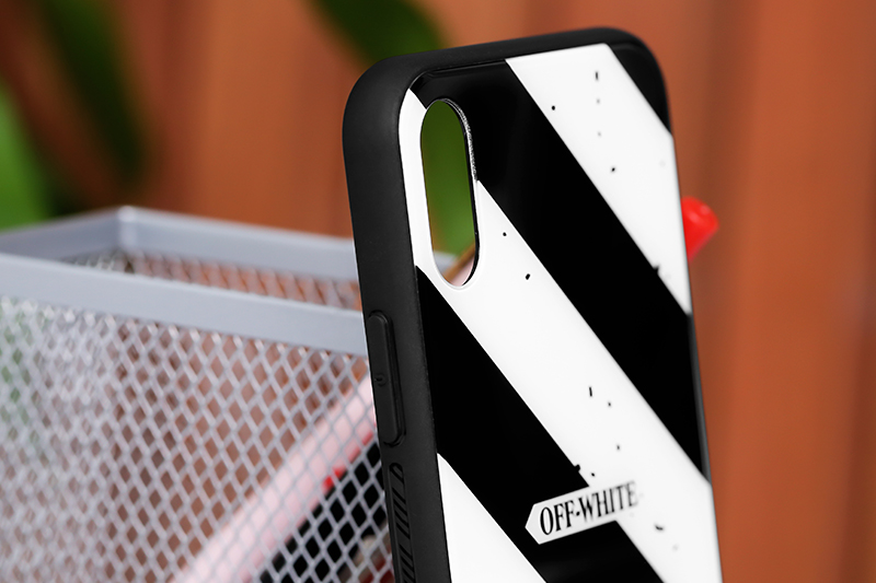 Ốp lưng iPhone X/Xs Nhựa cứng viền Tempered Glass SRM512 Sọc chéo