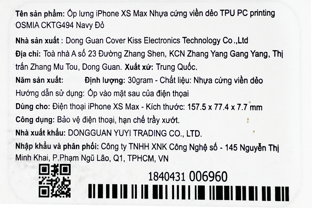 Ốp lưng iPhone XS Max Nhựa cứng viền dẻo TPU PC OSMIA CKTG494