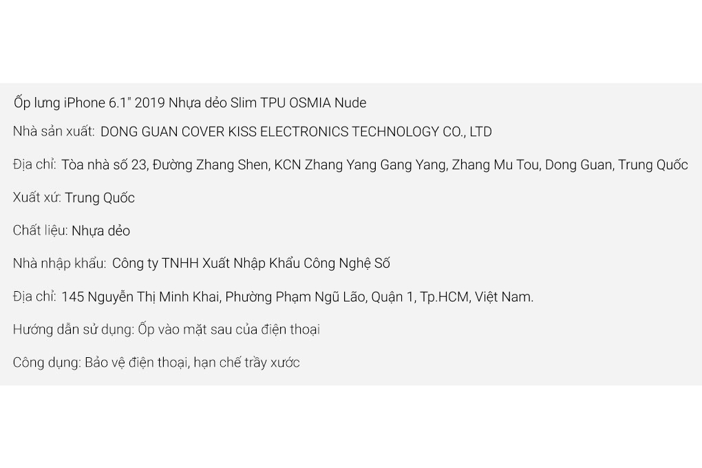 Ốp lưng iPhone 11 Nhựa dẻo Slim TPU OSMIA Màu Trắng