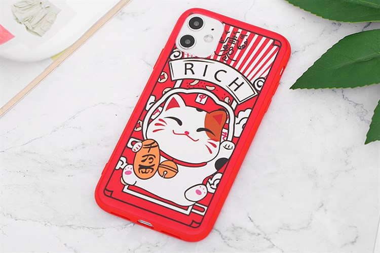 Ốp lưng iPhone 11 Nhựa dẻo UV printing OSMIA CKNY002 Mèo Màu Đỏ