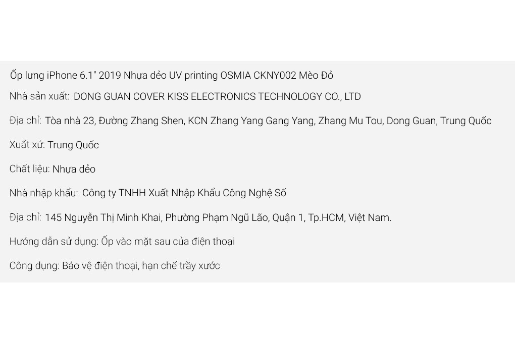 Ốp lưng iPhone 11 Nhựa dẻo UV printing OSMIA CKNY002 Mèo Màu Đỏ
