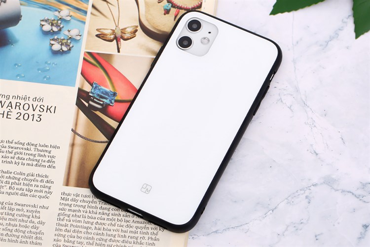 Ốp lưng iPhone 11 Nhựa cứng viền dẻo Glass Duo JM Màu Trắng