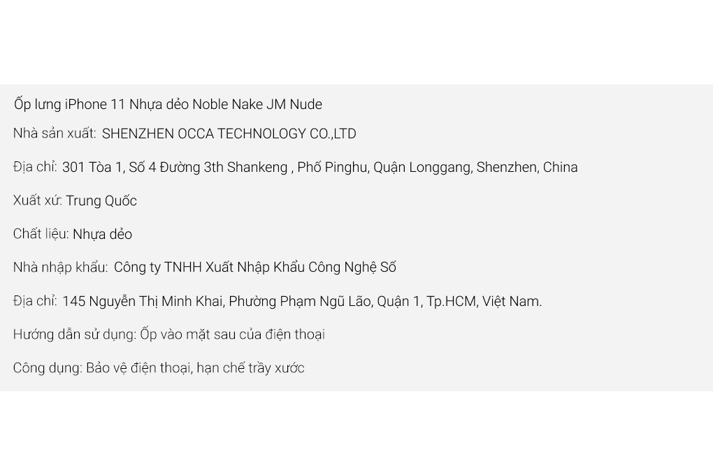 Ốp lưng iPhone 11 Nhựa dẻo Noble Nake JM Màu Trắng