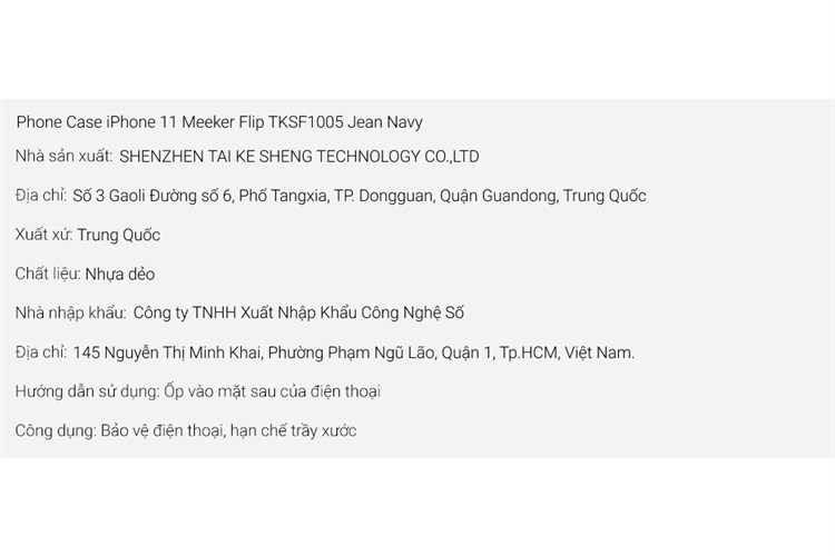 Ốp lưng iPhone 11 Nắp gập Flip TKSF1005 MEEKER Jean Màu Xanh Navy