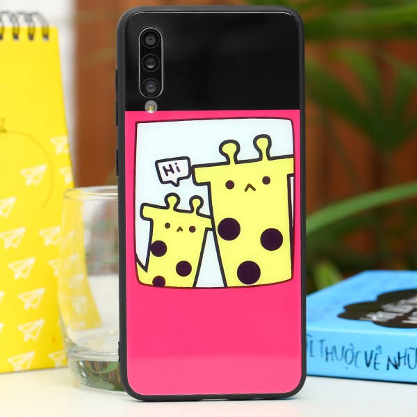 Ốp lưng Galaxy A50/A50S Nhựa cứng viền dẻo Tempered Glass Case COSANO SR001 Hươu cao cổ