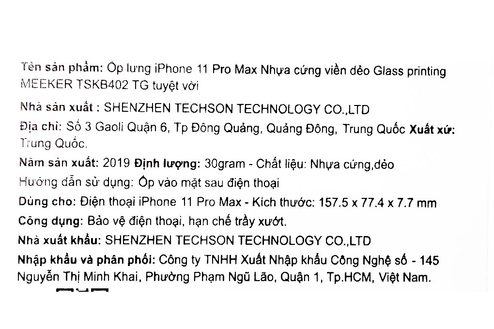 Ốp lưng iPhone 11 Pro Max Nhựa cứng viền dẻo Glass printing MEEKER TSKB402