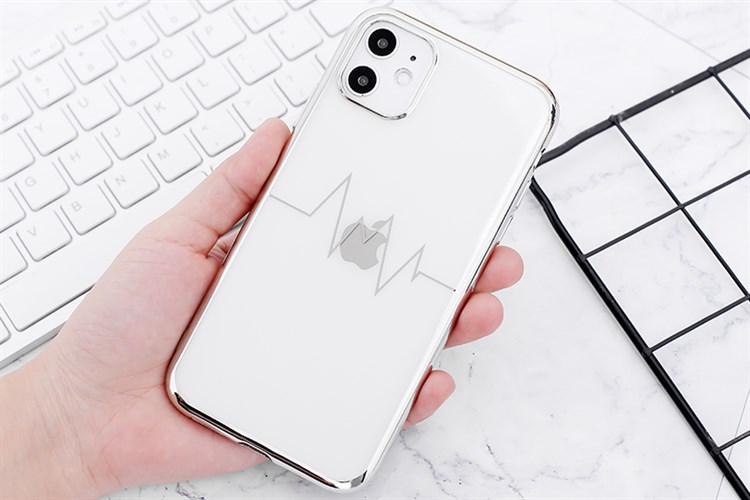 Ốp lưng iPhone 11 Nhựa dẻo TPU Electroplating Heartbeat COSANO Màu Bạc